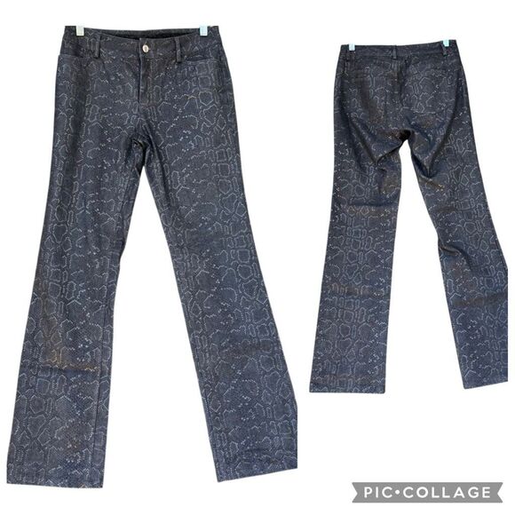 DONCASTER Blue Grayish Jeans Women’s Size 2 Shinny Dot Animal Print Straight Leg - Picture 1 of 9